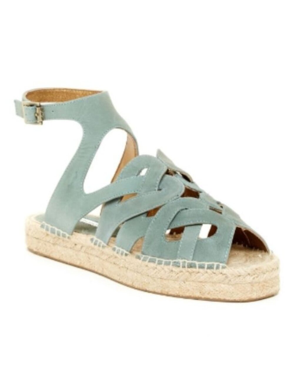 Cynthia Vincent Espadrille Platform Sandals Mint Green Suede